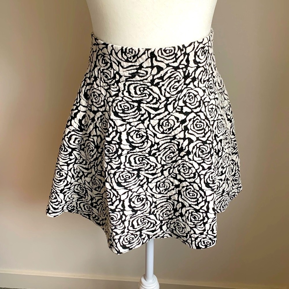 H&M Rose Patterned A-Line Skirt